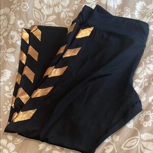 Black Leggings with Gold Chevron Accents